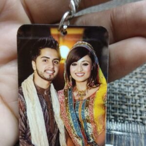 KEYRING PHOTO WOODEN RECTANGLE SINGLE SIDE