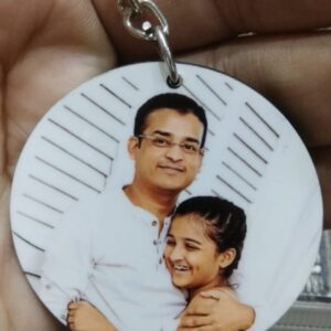 KEYRING PHOTO WOODEN ROUND SINGLE SIDE