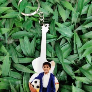 KEYRING PHOTO WOODEN GUITAR SINGLE SIDE