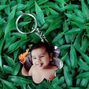 KEYRING PHOTO WOODEN STAR SINGLE SIDE