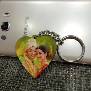 KEYRING PHOTO WOODEN HEART SINGLE SIDE