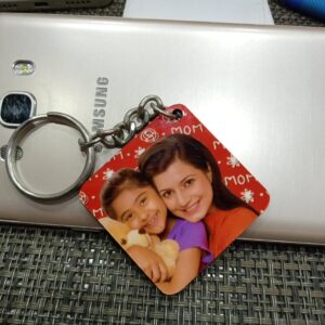 KEYRING PHOTO WOODEN RHOMBUS SINGLE SIDE