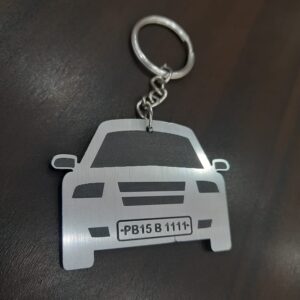 KEYRING CAR NUMBER PLATE SILVER