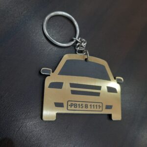 KEYRING CAR NUMBER PLATE GOLDEN