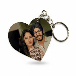 PHOTO METAL KEYRING HEART DOUBLE SIDE