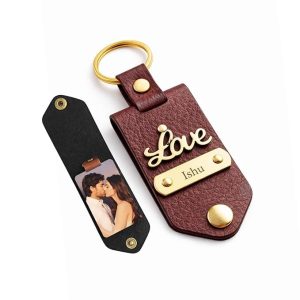 LEATHER PHOTO KEYCHAIN BROWN